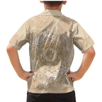 Beige Australia Lizard With Aboriginal Art Family Matching Mermaid Dress and Hawaiian Shirt