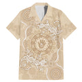 Beige Australia Lizard With Aboriginal Art Family Matching Mermaid Dress and Hawaiian Shirt