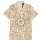 Beige Australia Lizard With Aboriginal Art Family Matching Mermaid Dress and Hawaiian Shirt