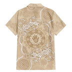 Beige Australia Lizard With Aboriginal Art Family Matching Mermaid Dress and Hawaiian Shirt