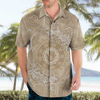 Beige Australia Lizard With Aboriginal Art Hawaiian Shirt