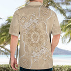 Beige Australia Lizard With Aboriginal Art Hawaiian Shirt
