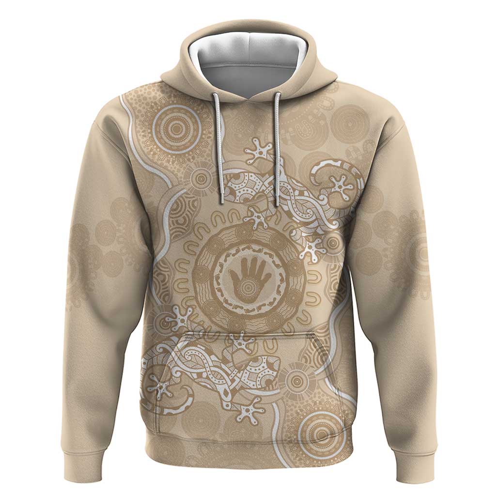 Beige Australia Lizard With Aboriginal Art Hoodie