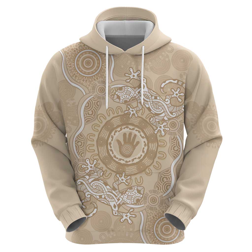 Beige Australia Lizard With Aboriginal Art Hoodie
