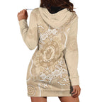 Beige Australia Lizard With Aboriginal Art Hoodie Dress