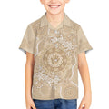 Beige Australia Lizard With Aboriginal Art Kid Hawaiian Shirt