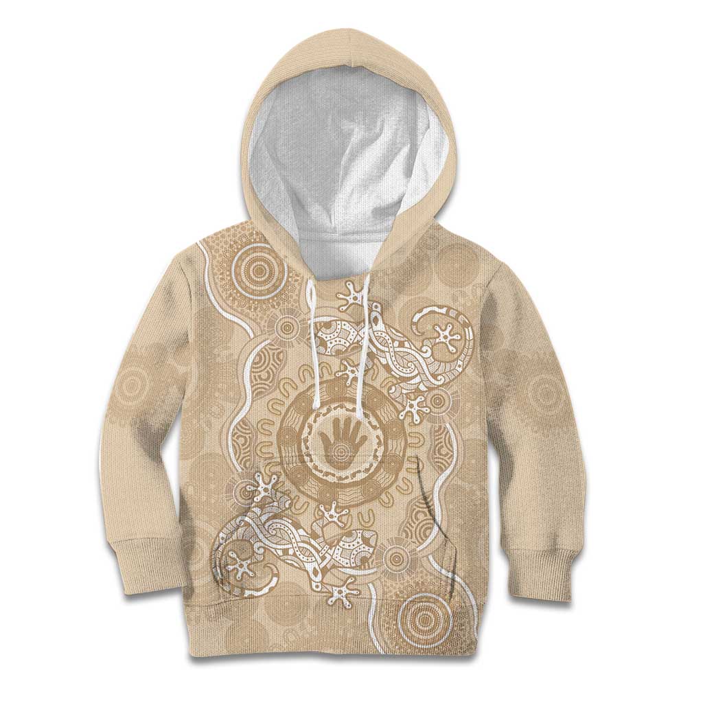 Beige Australia Lizard With Aboriginal Art Kid Hoodie