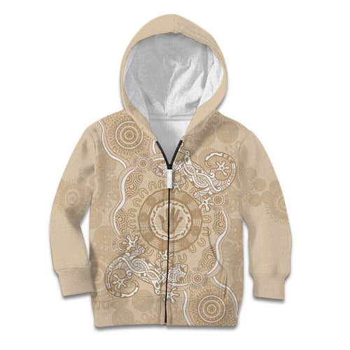 Beige Australia Lizard With Aboriginal Art Kid Hoodie