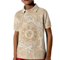 Beige Australia Lizard With Aboriginal Art Kid Polo Shirt