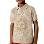Beige Australia Lizard With Aboriginal Art Kid Polo Shirt
