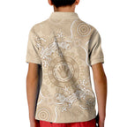 Beige Australia Lizard With Aboriginal Art Kid Polo Shirt