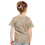 Beige Australia Lizard With Aboriginal Art Kid T Shirt