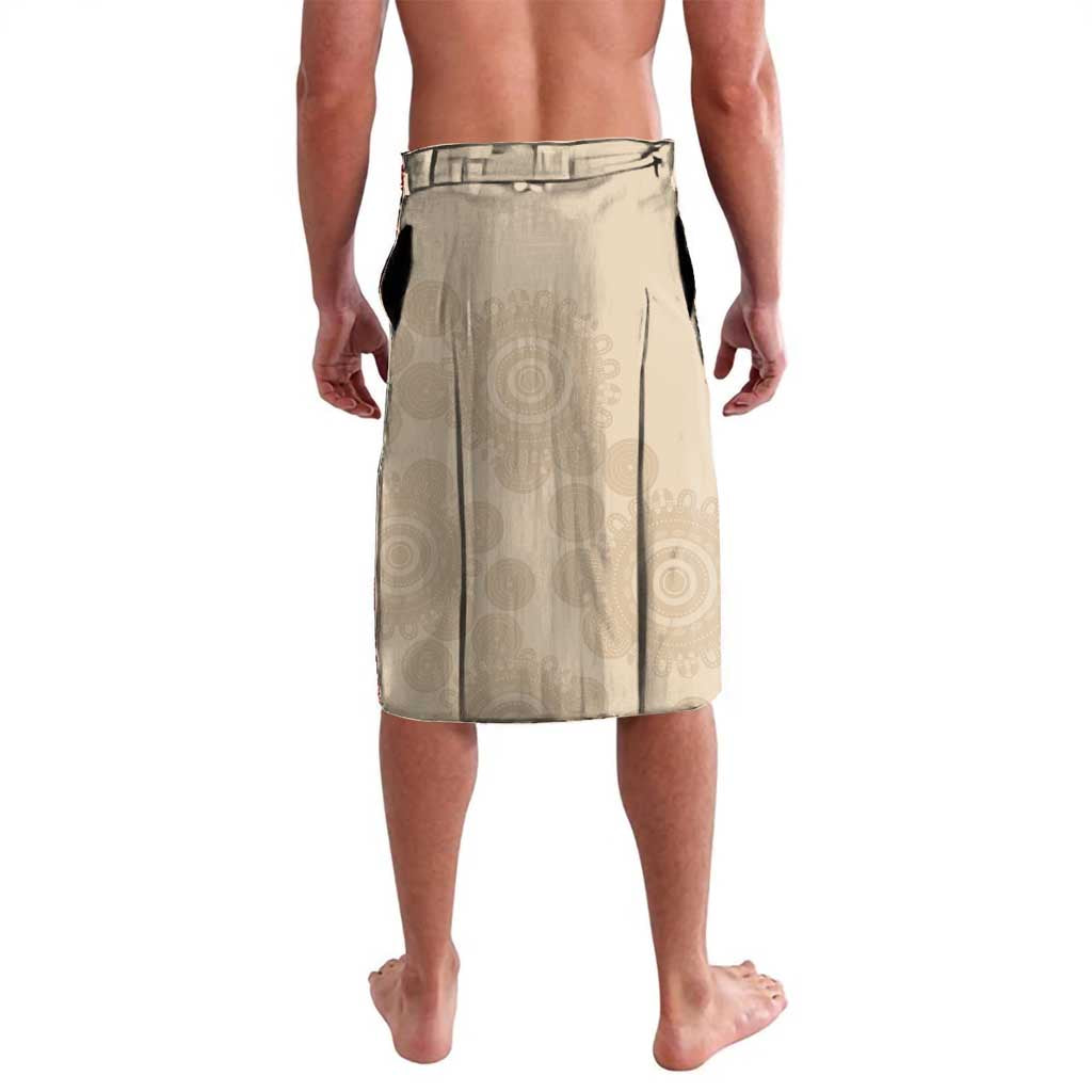 Beige Australia Lizard With Aboriginal Art Lavalava