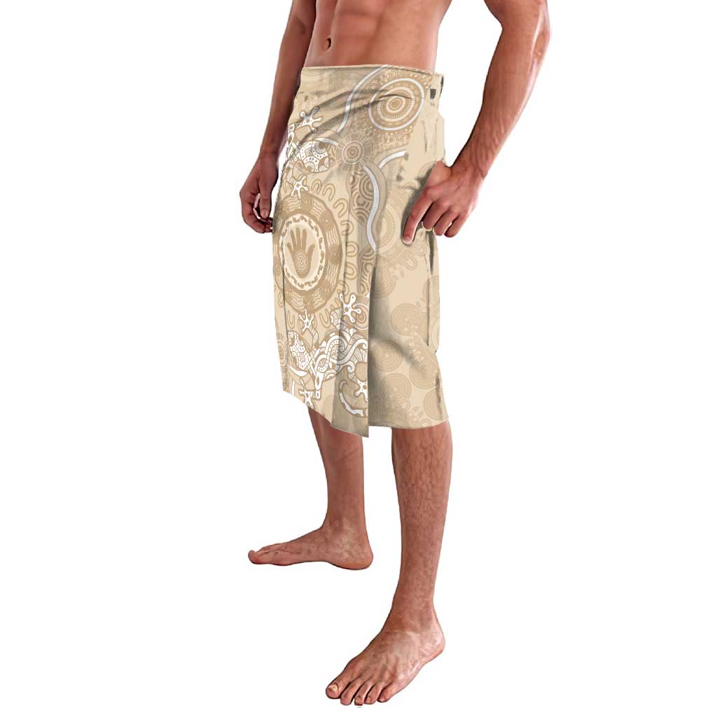Beige Australia Lizard With Aboriginal Art Lavalava