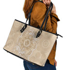 Beige Australia Lizard With Aboriginal Art Leather Tote Bag
