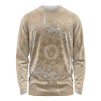 Beige Australia Lizard With Aboriginal Art Long Sleeve Shirt