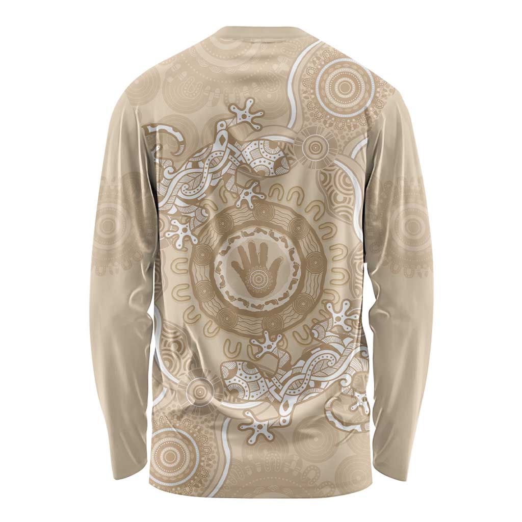 Beige Australia Lizard With Aboriginal Art Long Sleeve Shirt