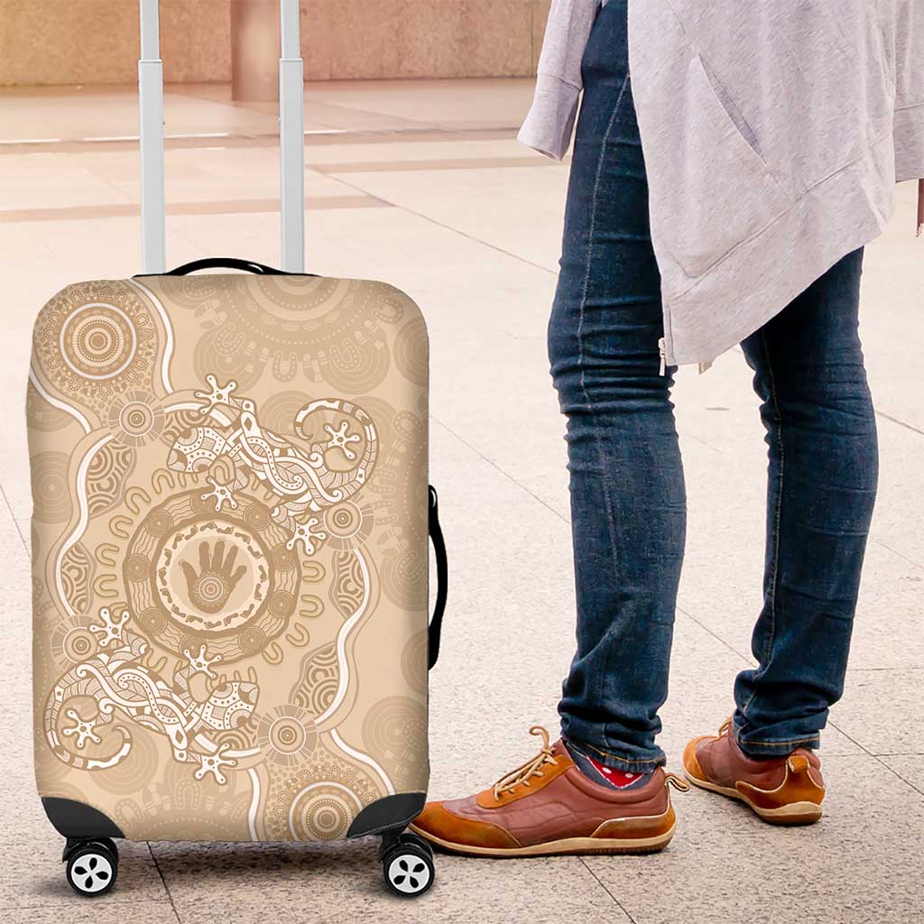 Beige Australia Lizard With Aboriginal Art Luggage Cover
