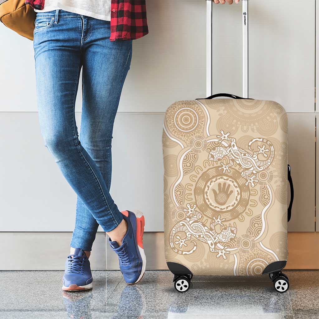 Beige Australia Lizard With Aboriginal Art Luggage Cover