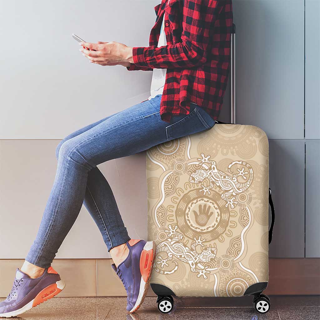 Beige Australia Lizard With Aboriginal Art Luggage Cover