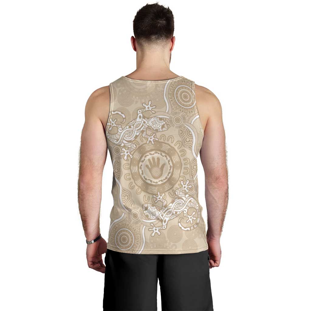 Beige Australia Lizard With Aboriginal Art Men Tank Top