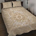 Beige Australia Lizard With Aboriginal Art Quilt Bed Set