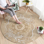 Beige Australia Lizard With Aboriginal Art Round Carpet