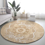 Beige Australia Lizard With Aboriginal Art Round Carpet