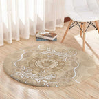 Beige Australia Lizard With Aboriginal Art Round Carpet
