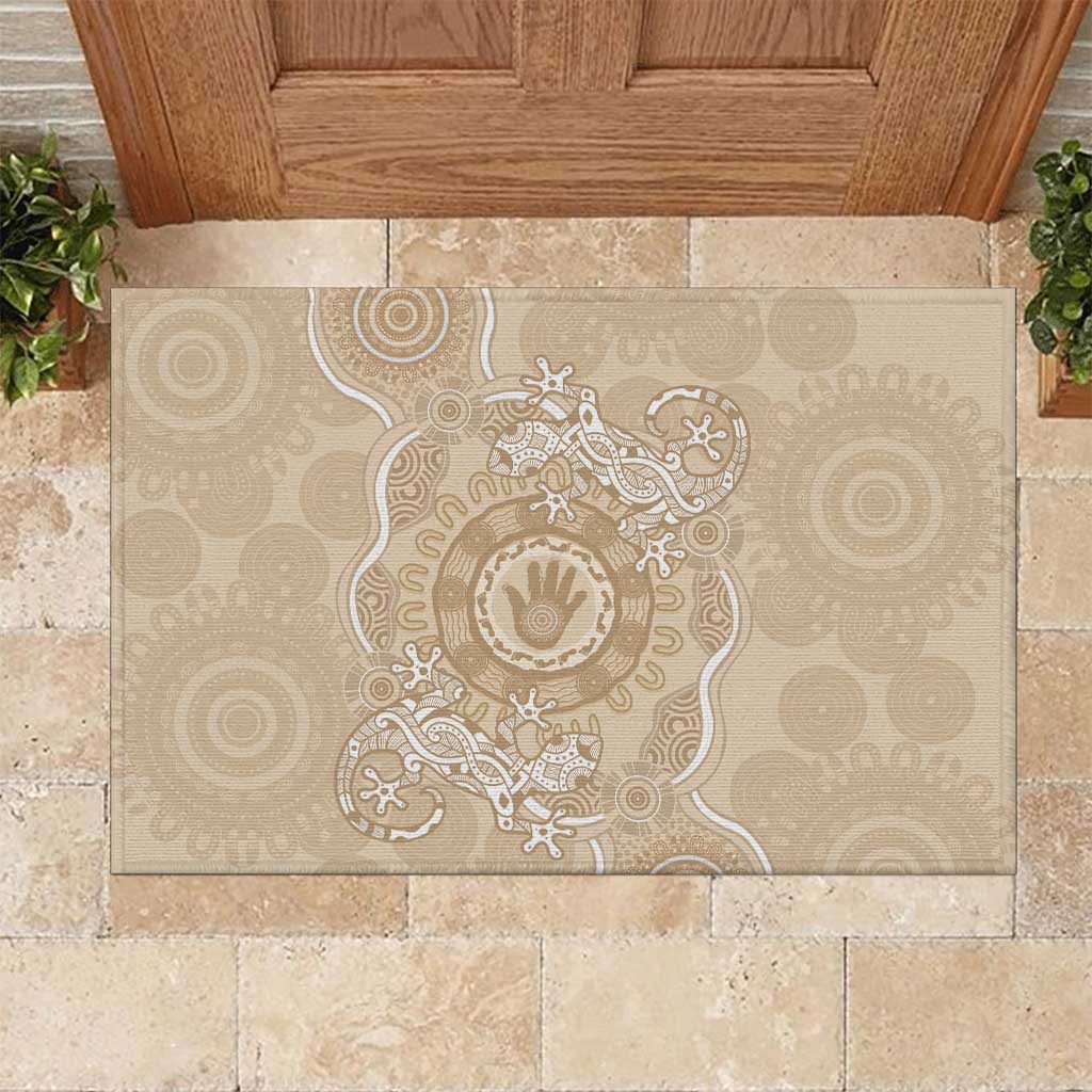 Beige Australia Lizard With Aboriginal Art Rubber Doormat