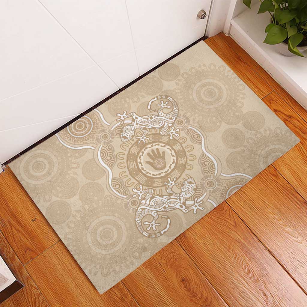 Beige Australia Lizard With Aboriginal Art Rubber Doormat