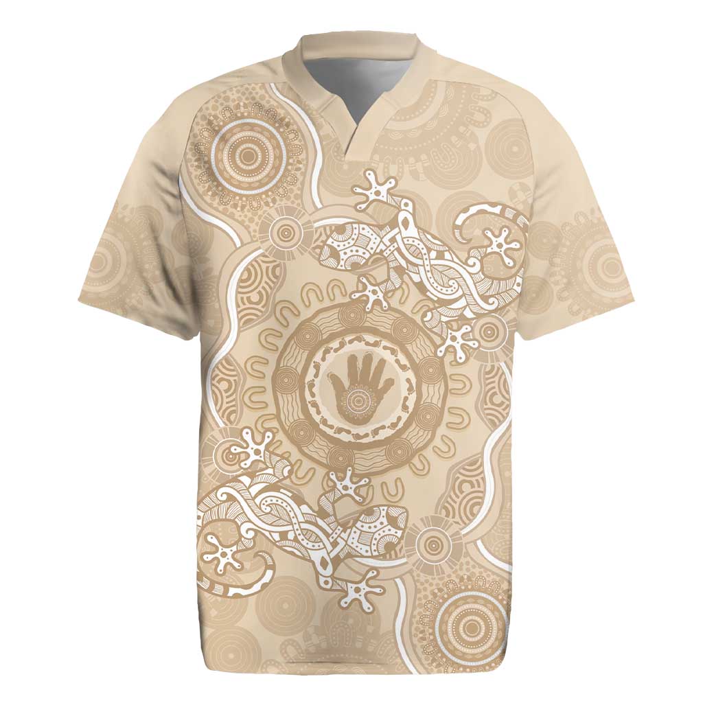 Beige Australia Lizard With Aboriginal Art Rugby Jersey