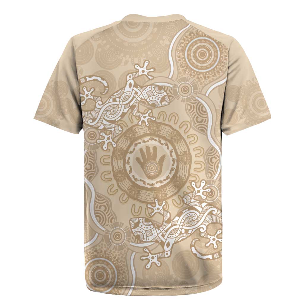 Beige Australia Lizard With Aboriginal Art Rugby Jersey