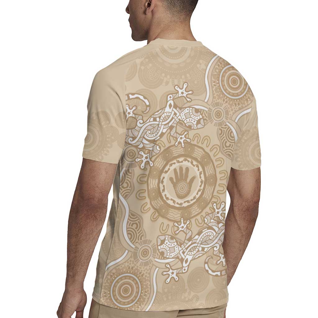 Beige Australia Lizard With Aboriginal Art Rugby Jersey