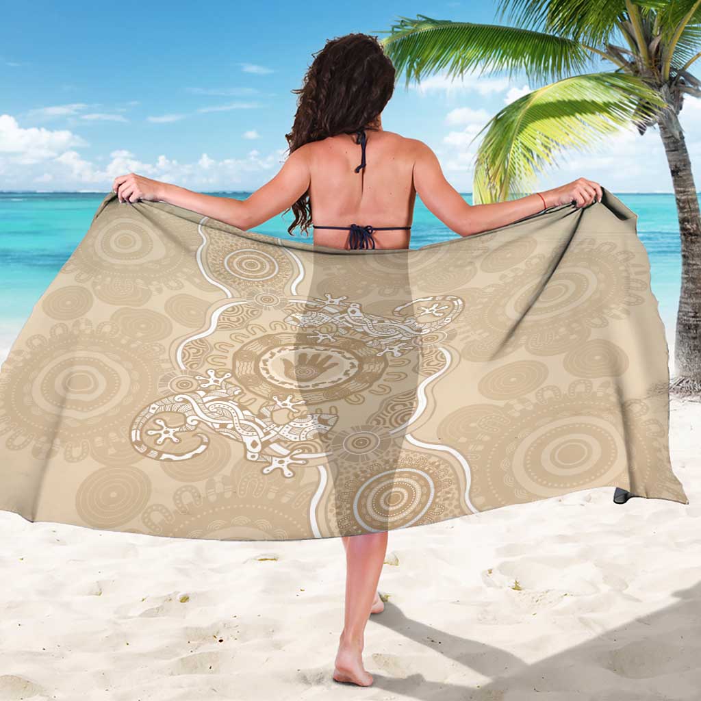Beige Australia Lizard With Aboriginal Art Sarong