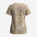 Beige Australia Lizard With Aboriginal Art Scrub Top - Aussie Hoodie