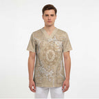 Beige Australia Lizard With Aboriginal Art Scrub Top - Aussie Hoodie