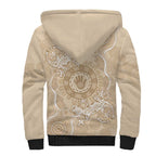 Beige Australia Lizard With Aboriginal Art Sherpa Hoodie
