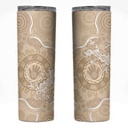 Beige Australia Lizard With Aboriginal Art Skinny Tumbler