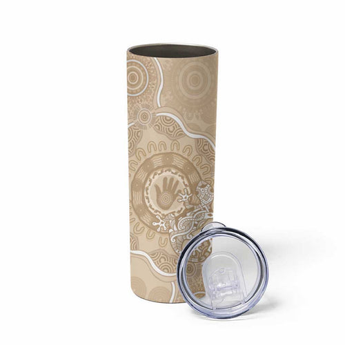Beige Australia Lizard With Aboriginal Art Skinny Tumbler