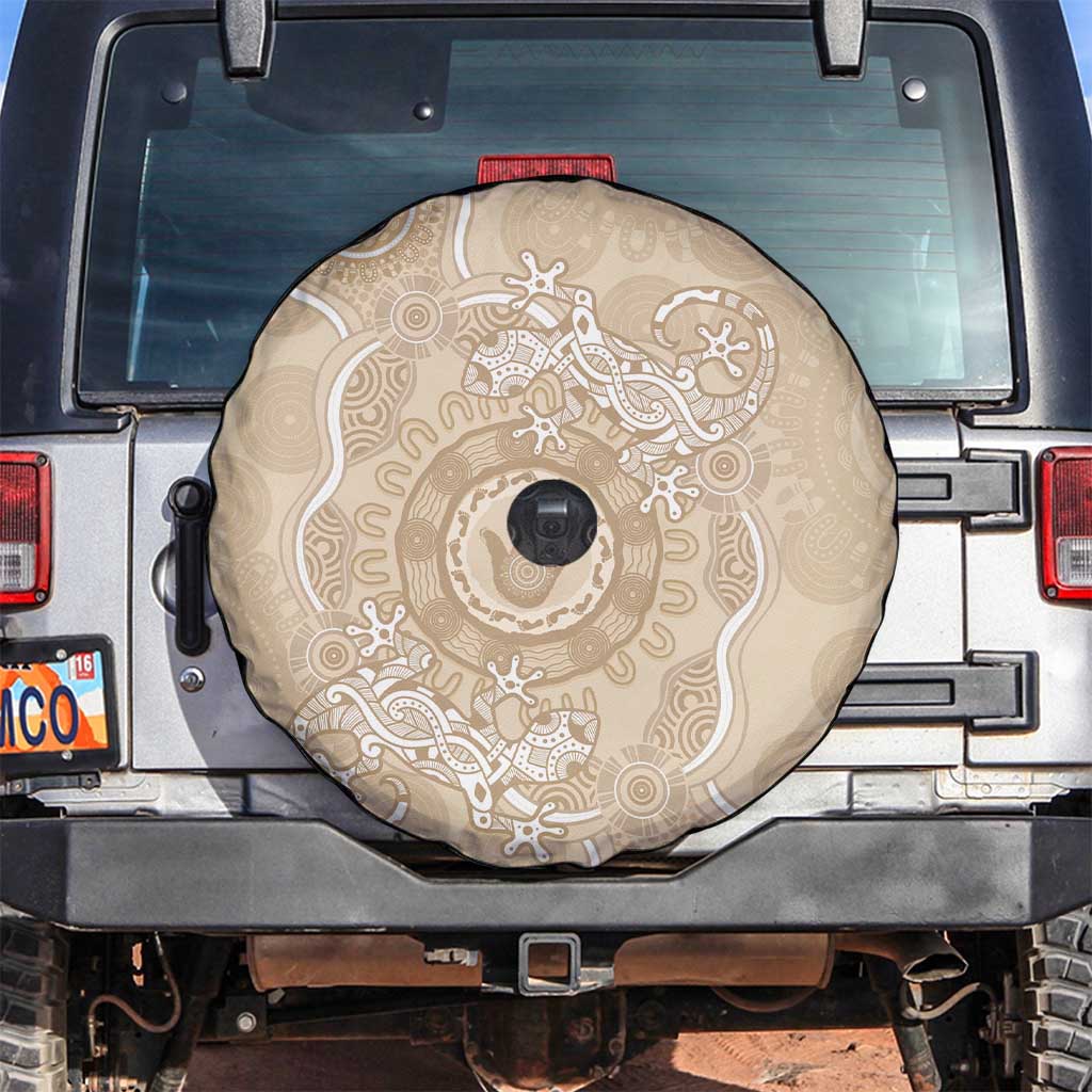 Beige Australia Lizard With Aboriginal Art Spare Tire Cover