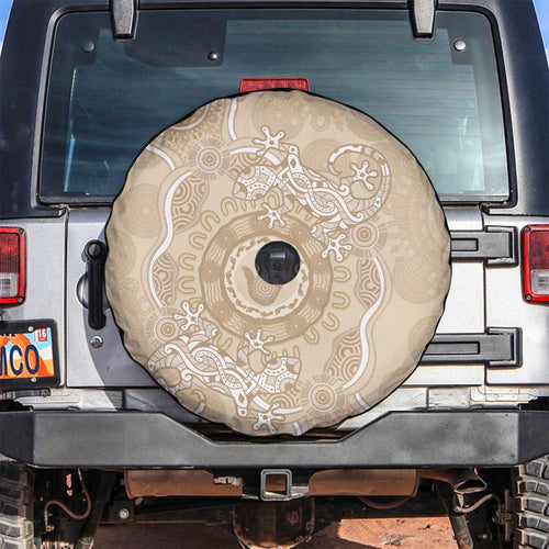 Beige Australia Lizard With Aboriginal Art Spare Tire Cover