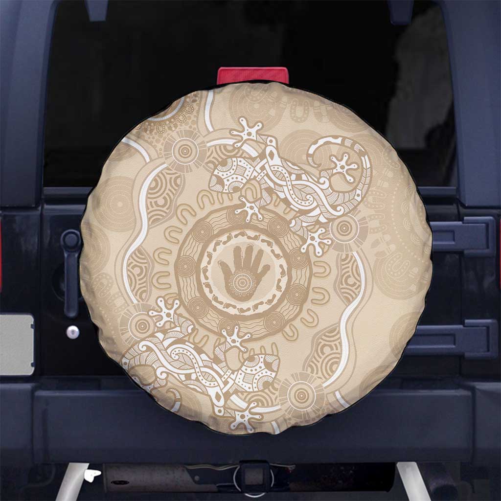 Beige Australia Lizard With Aboriginal Art Spare Tire Cover