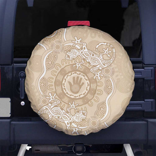 Beige Australia Lizard With Aboriginal Art Spare Tire Cover