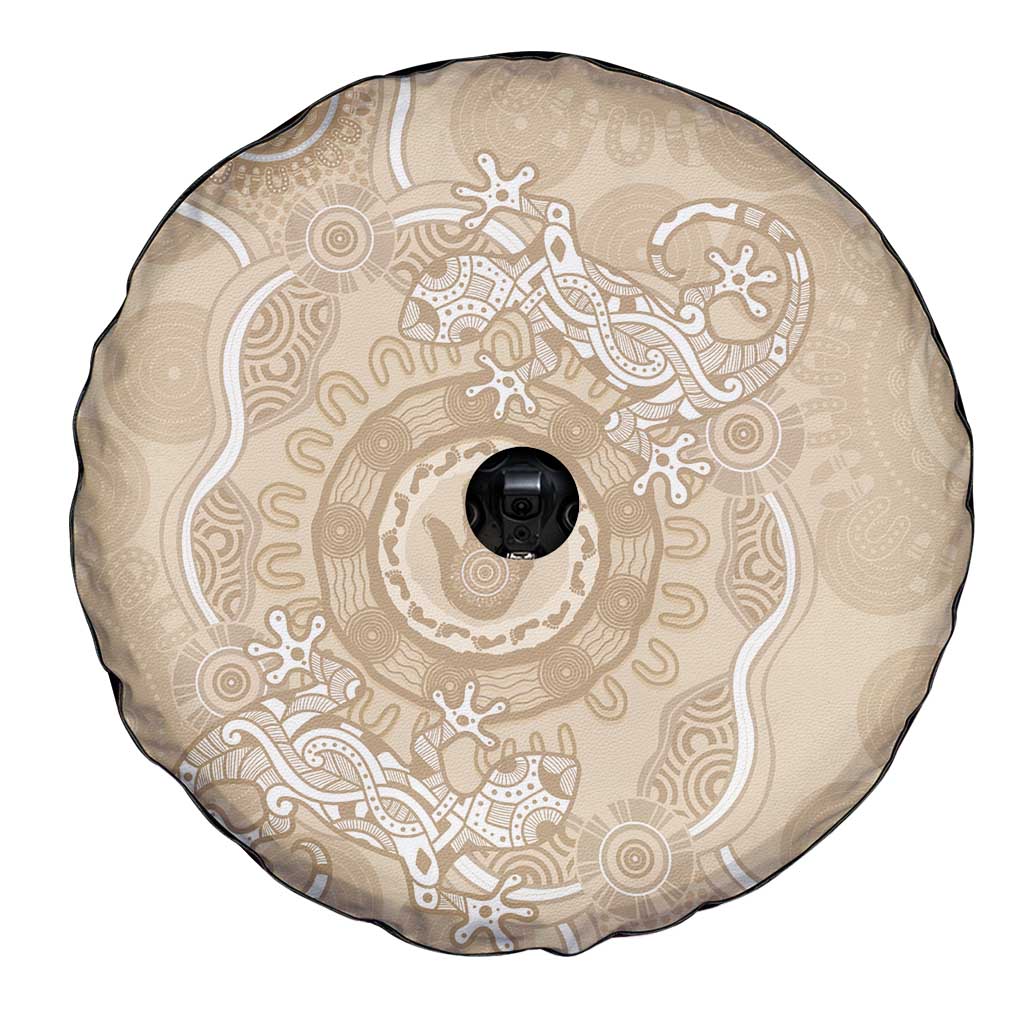 Beige Australia Lizard With Aboriginal Art Spare Tire Cover