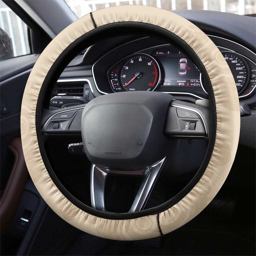 Beige Australia Lizard With Aboriginal Art Steering Wheel Cover