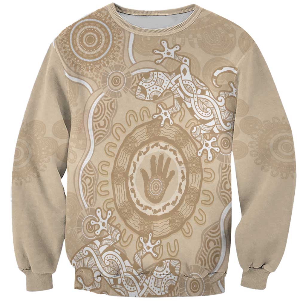 Beige Australia Lizard With Aboriginal Art Sweatshirt