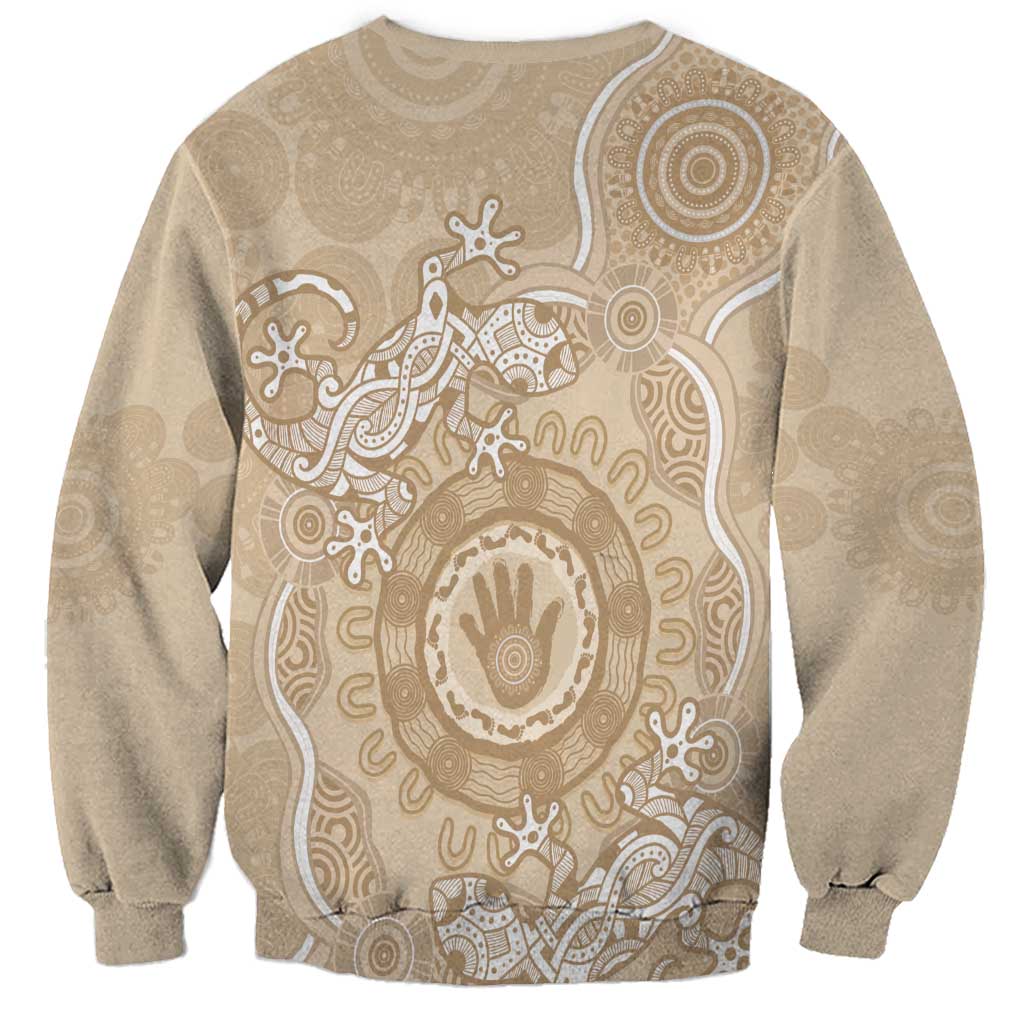 Beige Australia Lizard With Aboriginal Art Sweatshirt