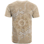 Beige Australia Lizard With Aboriginal Art T Shirt