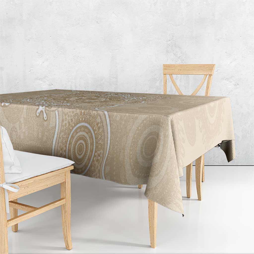 Beige Australia Lizard With Aboriginal Art Tablecloth
